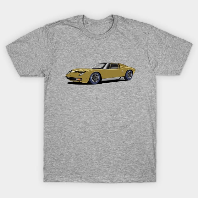 Lamborghini Miura in champagne bronze T-Shirt by Webazoot